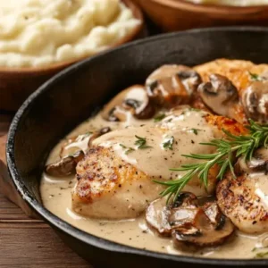 POLLO CON SALSA DE CHAMPIÑÓN